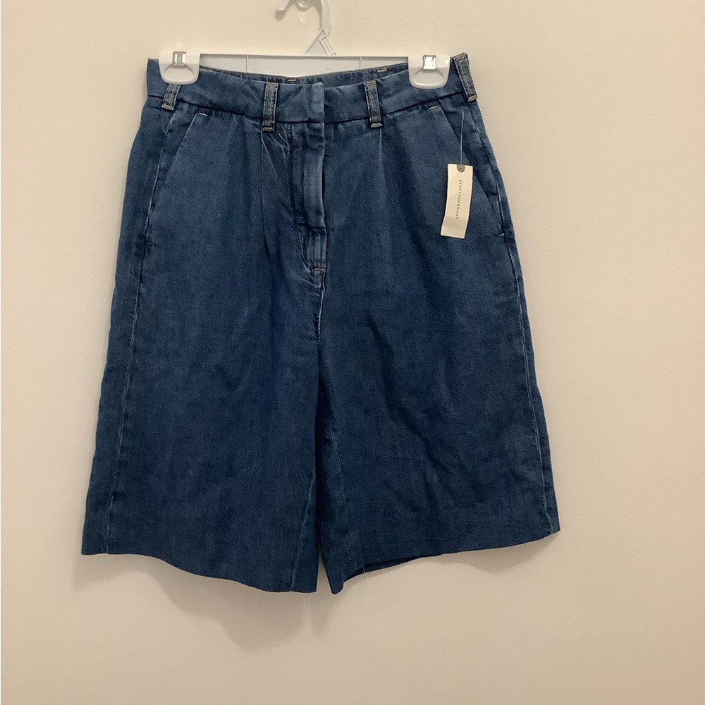 NWT Anthropologie Pilcro pleated long denim shorts